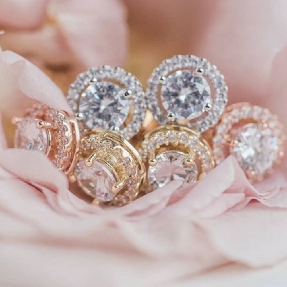 Diamond CZ Studs | 18K Yellow Gold - Picture 12 of 12